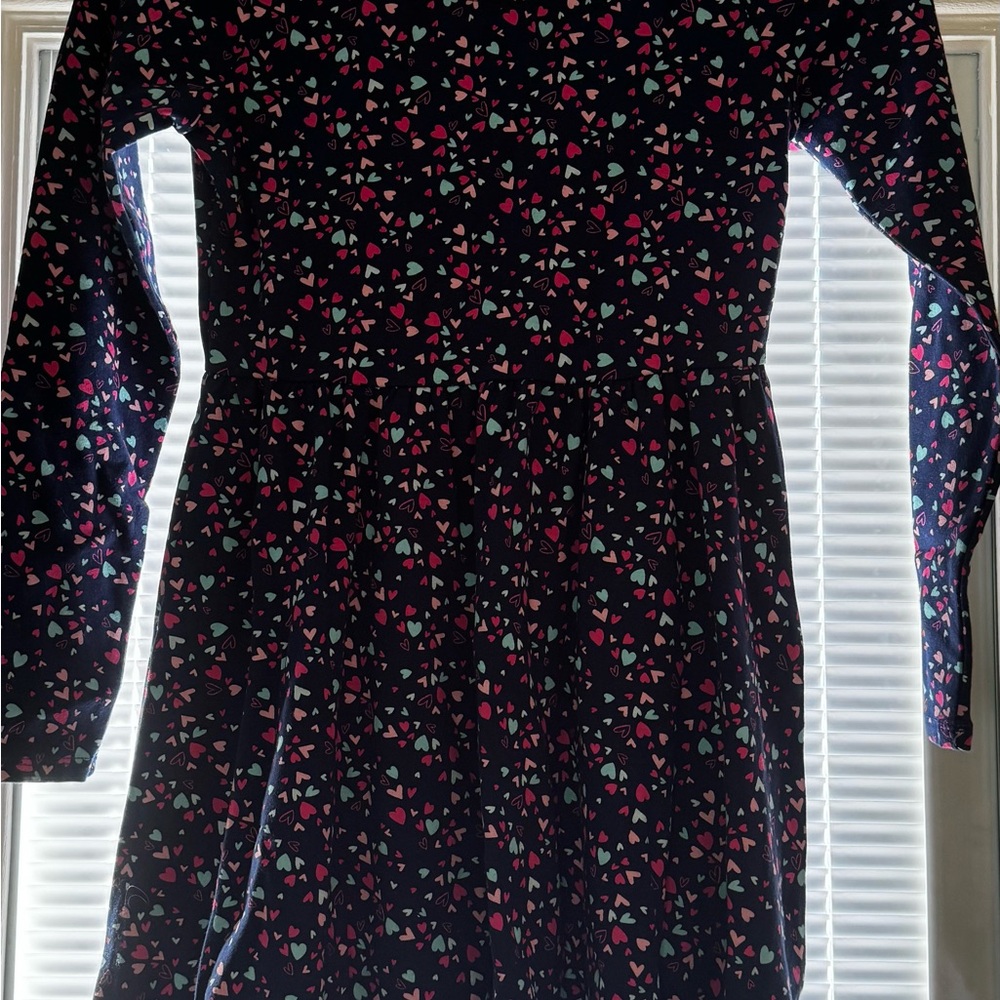 Crewcuts Navy Dress with Heart Pattern